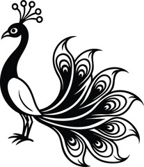 Fototapeta premium A peacock standing gracefully with curved-line details