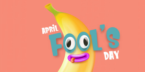 April Fool s Day Fun Cartoon Banana with Googly Eyes and Speech Bubble, Hilarious Illustration for Pranks and Jokes, Perfect for Social Media and Lighthearted Cards