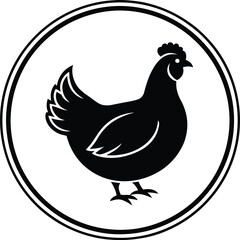 Obraz premium Chicken silhouette inside a circular frame for branding