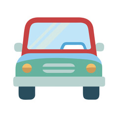 Obraz premium Flat style green car front view icon