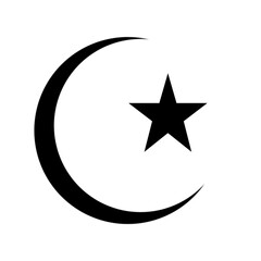 crescent moon and star, Islamic symbol, religious icon, Muslim emblem, Ottoman crescent, faith symbol, Islam logo, religious representation, spirituality, lunar symbol, celestial emblem, black and whi
