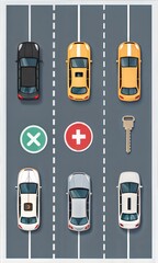Top view of car icons for web and mobile.