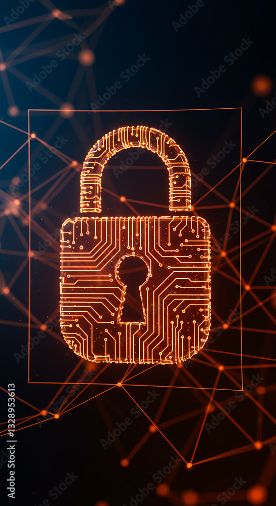 Poster cyber security lock: digital protection, data encryption & network safety in tech world | secure you