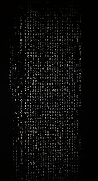Enigmatic Matrix: Decoding The Ancient Script, a Digital Glyph Cipher - Mysterious Symbolism, Code Breaking & Dark Art Aesthetic