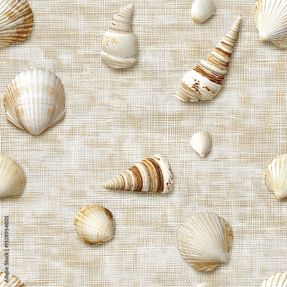 Poster rustic seashells and burlap coastal texture image for design