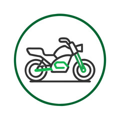 Fototapeta premium Green outline motorcycle vector icon