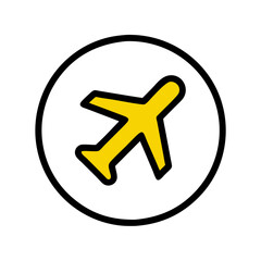 Obraz premium Yellow airplane in circle