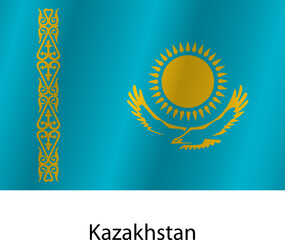 Flag of the country Kazakhstan on a white background