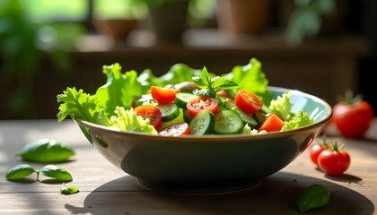 Sunlit Garden Salad: Fresh Cucumber and Tomato Bowl