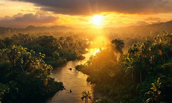 amazon rainforest at sunset video