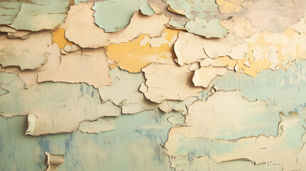 Obraz premium Vintage peeling paint texture in pastel blue and yellow tones