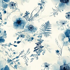 Elegant Shibori Floral Pattern Intricate Botanical Motifs for Textile Design