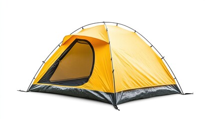 Yellow Camping Tent Isolated on White (1)