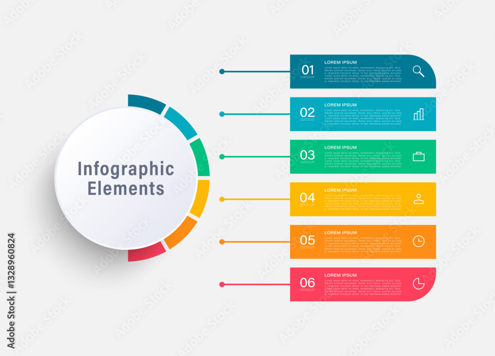 Poster pie chart vector infographic template with 6 steps