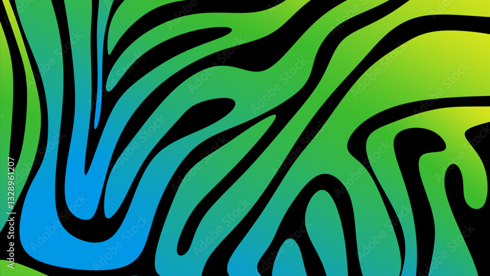 Poster abstract curved lines background green, yellow abstract wave line pattern texture