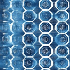 Shibori Inspired Hexagonal Grid Seamless Pattern Design for Textile and Fashion