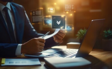 Modern Business Professional Working on Documents