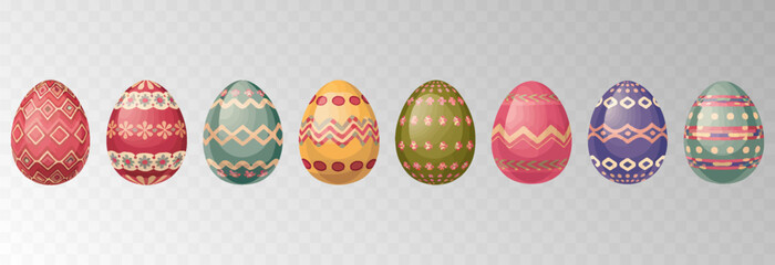 Easter egg. Eggs character set isolated on png backgraund. Cute eggs, spring festive concept. Cartoon holiday vector character.