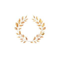 Golden laurel wreath on white background
