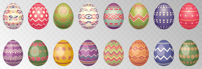 Easter egg. Eggs character set isolated on png backgraund. Cute eggs, spring festive concept. Cartoon holiday vector character.