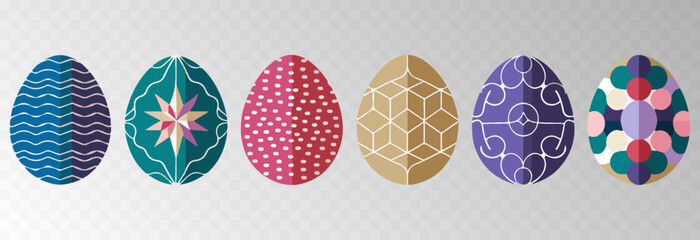 Easter egg. Eggs character set isolated on png backgraund. Cute eggs, spring festive concept. Cartoon holiday vector character.