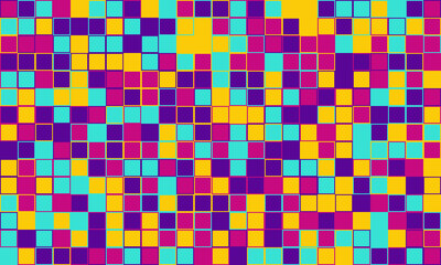 Vibrant mosaic of colorful squares.  Perfect for backgrounds, website design, or any project needing a bold, energetic aesthetic. This playful, geometric pattern evokes feelings of joy and dynamism.