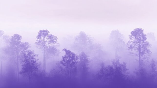 A misty purple forest gradient background. Featuring soft purples, cool blues, and deep greens