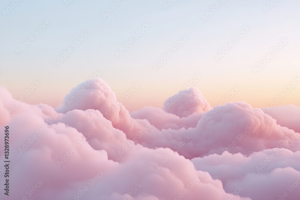 Poster a vast sky displays soft amber clouds illuminated by the golden hour light, transitioning into paste