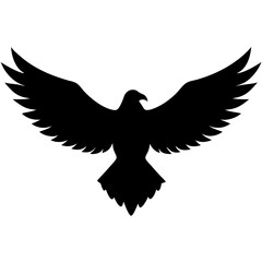 Obraz premium a sharp and clean black silhouette of an eagle soaring with its wings fully spread 