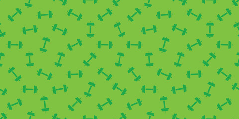 Fitness seamless pattern, gym background, barbell or dumbbell pattern background