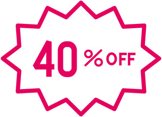 40% off Discount Line Icon
