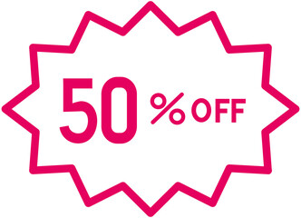 50% off Discount Line Icon
