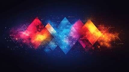 Geometric Spectrum, A Colorful Abstract of Triangles and Stardust