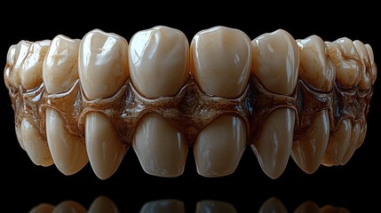 broken upper jaw dental prosthesis polymer plastic top view black background