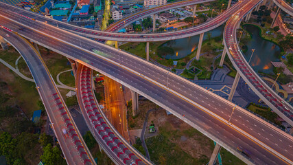 Bridge view from the top view of the building thailand, Beautiful bridge, and river landscapes bird's eye view