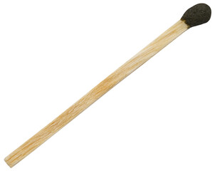 Close-up wooden matchstick isolated on a transparent background. Completely in focus. Full depth of field. PNG.