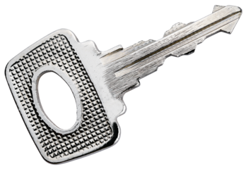 Old house key isolated on a transparent background. PNG.