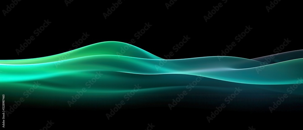 Poster neon gradient waves, abstract flowing gradient with grainy texture, vibrant colors transitioning fro