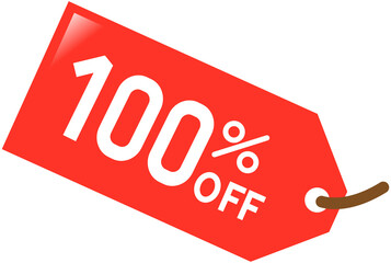 100% off sale tag discount icon 