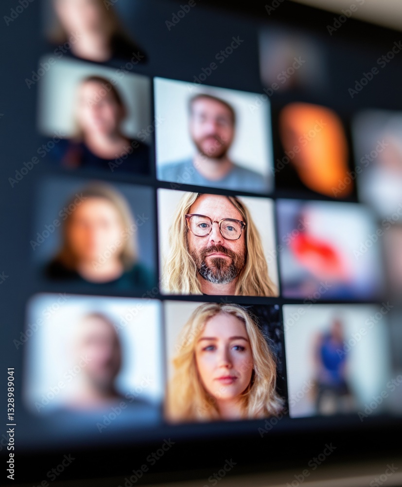 Poster hybrid workspace dynamics immersive digital collaboration grid showcasing diverse remote team connec