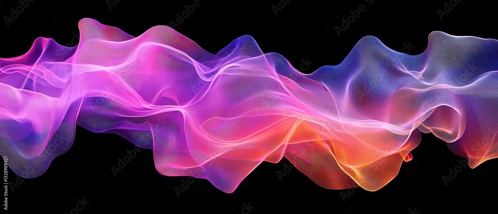Poster vibrant neon gradient waves, abstract flowing gradient with grainy texture, smooth transitions from 