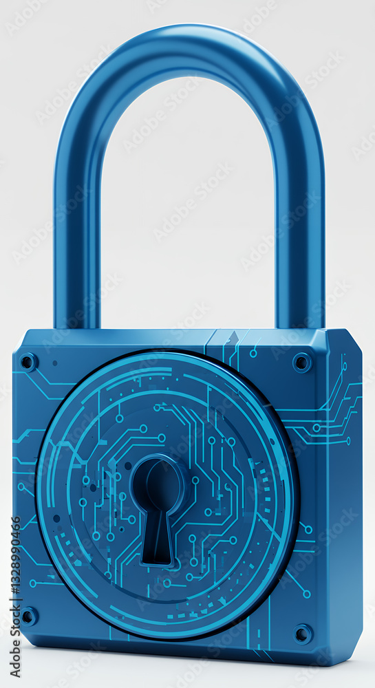Poster digital fortress: cyber security padlock with circuit board design - lock down your data with confid