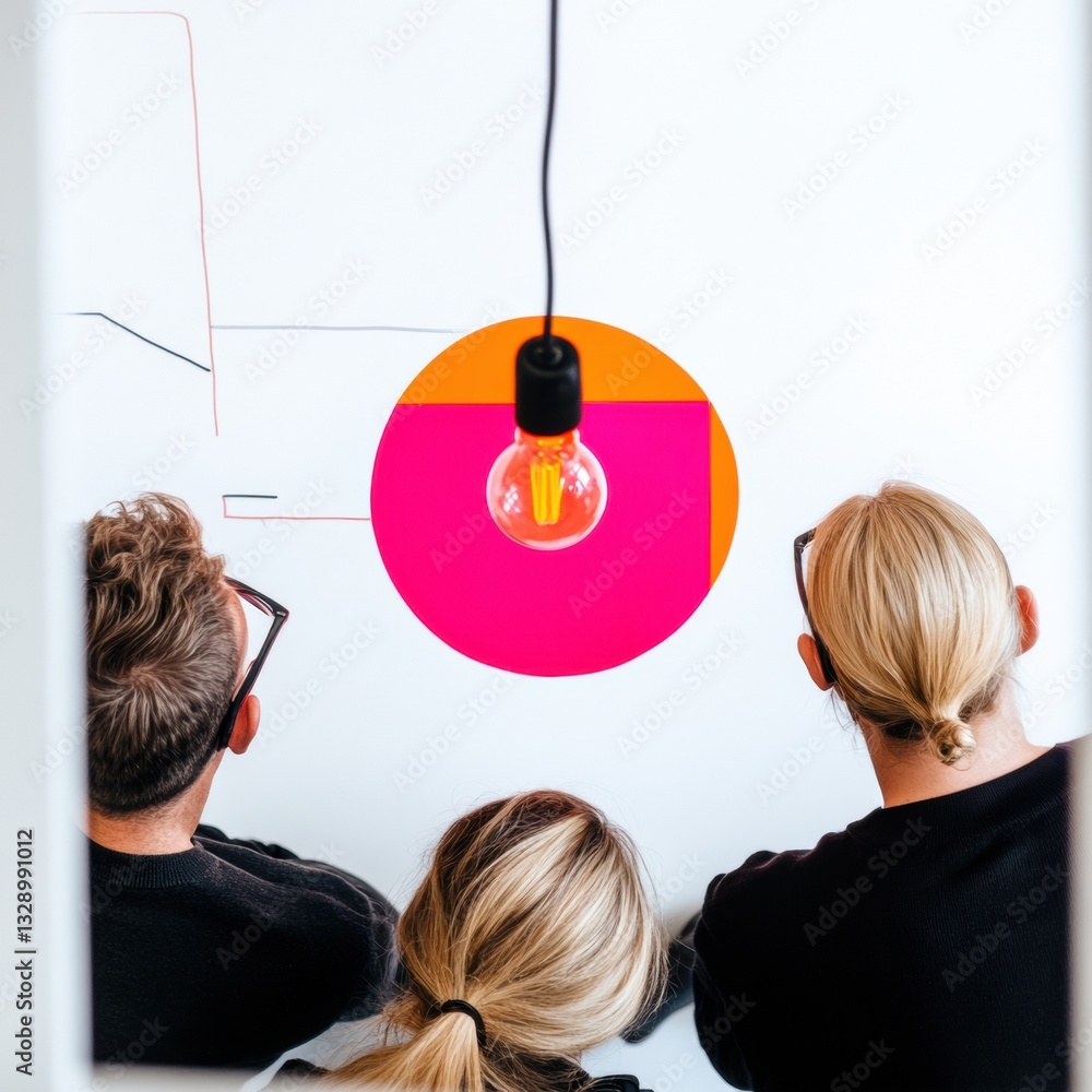 Aufkleber Collaborative Cybersecurity Innovation Minimalist Tech Team Analyzing Digital Threat Landscape with Vibrant Design Thinking and Modern Workspace Aesthetic
