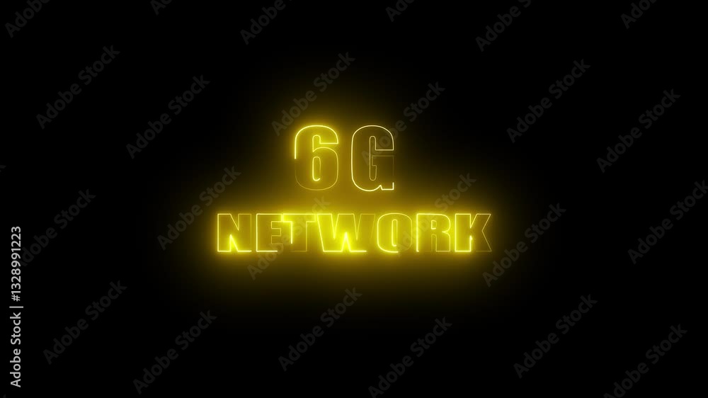 Poster animation of 6g text and glowing interface over globe of network connections concept 6g network comm