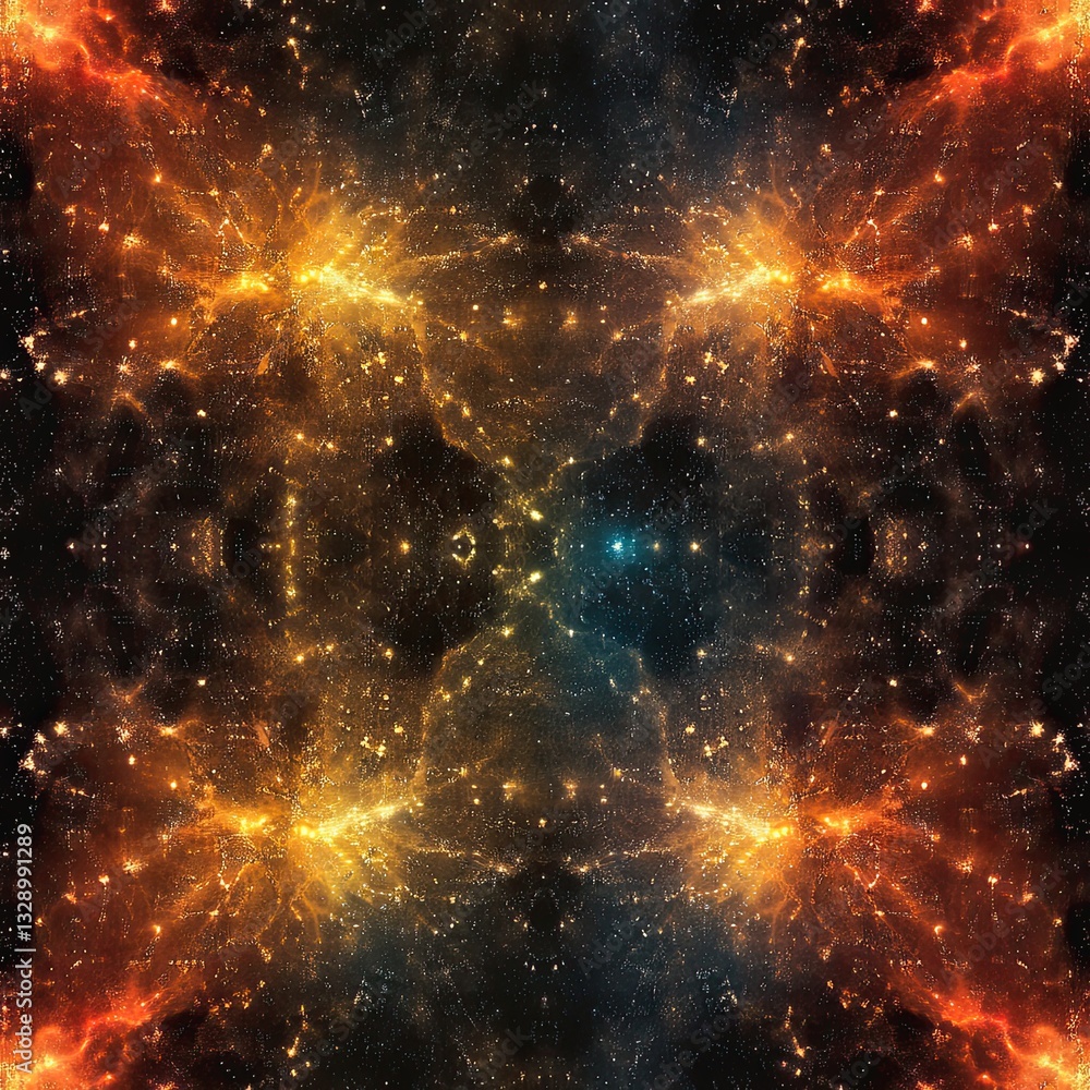 Poster space nebula seamless pattern intricate star cluster design for textile wallpaper and web