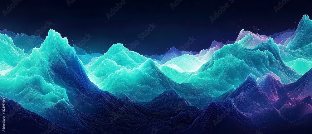 Poster vibrant neon gradient waves, abstract flowing gradient with grainy texture, smooth transitions from 