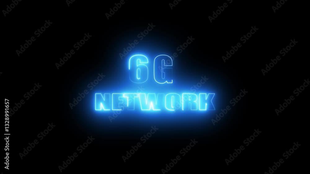 Poster animation of 6g text and glowing interface over globe of network connections concept 6g network comm