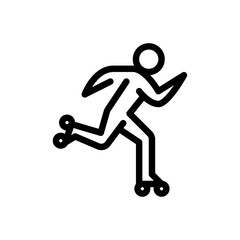 people playing roller skate with outline style icon 
