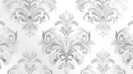 Fototapeta premium Elegant White Floral Pattern with Intricate Swirls, Elegant white floral pattern with intricate swirls and petals on a light background