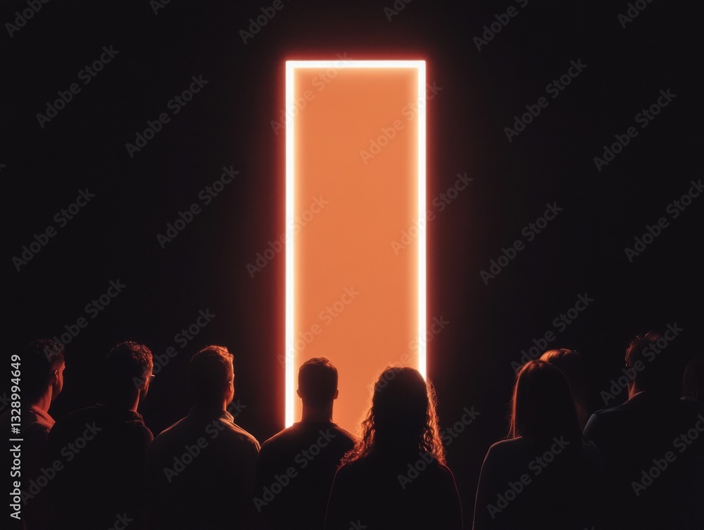 Poster immersive digital experience luminous portal illuminating collective curiosity - futuristic design b